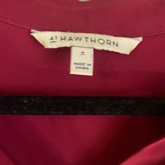 Red button down long sleeve blouse - Picture 2 of 3